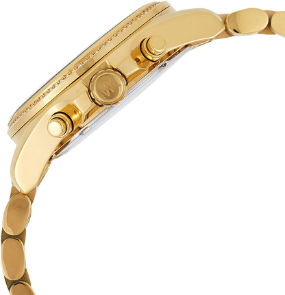 Michael Kors Bradshaw MK6538 side profile showing case thickness and gold bracelet structure