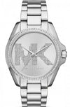 Michael Kors Bradshaw silver-tone women's watch with crystal-embellished dial and crystal bezel