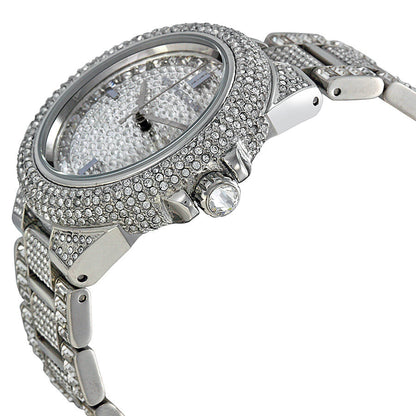 Michael Kors Camille watch side angle showing crystal encrusted bezel and band