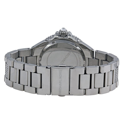 Michael Kors Camille watch caseback with stainless steel silver-tone band