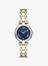Michael Kors Charleston two-tone women's watch with blue dial and Roman numerals