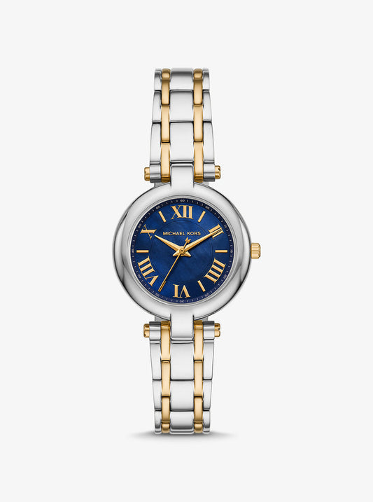 Michael Kors Charleston two-tone women's watch with blue dial and Roman numerals