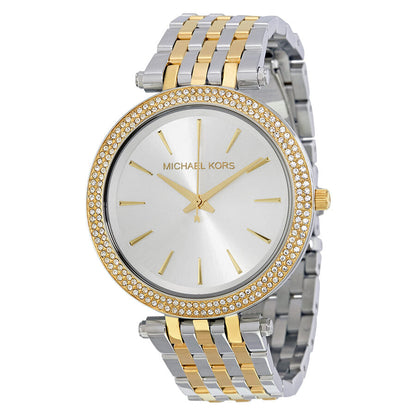 Michael Kors Darci two-tone ladies watch with silver dial and crystal-set bezel