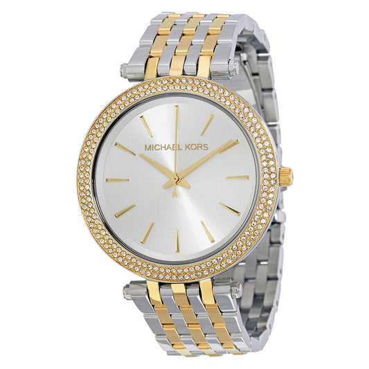 Michael Kors Darci two-tone ladies watch with silver dial and crystal-set bezel