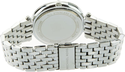 Michael Kors Darci watch caseback showing stainless steel construction