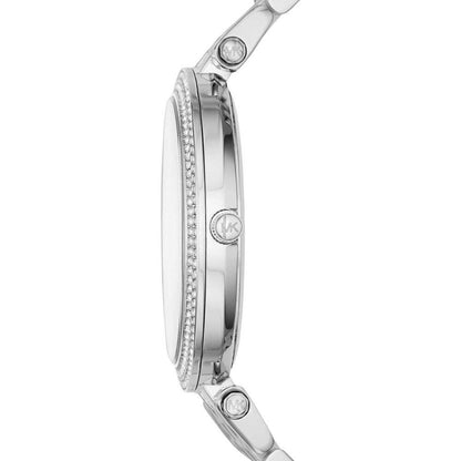Michael Kors Darci watch side profile with crystal-set bezel detail