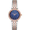 Michael Kors Darci MK3651 watch with blue dial, rose gold and silver two-tone bracelet, crystal bezel