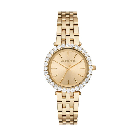 Michael Kors Darci gold-tone women's watch with pave crystal bezel and matching bracelet