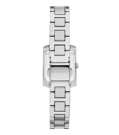 Michael Kors Emery MK7514 case back view showing silver-tone stainless steel bracelet and case