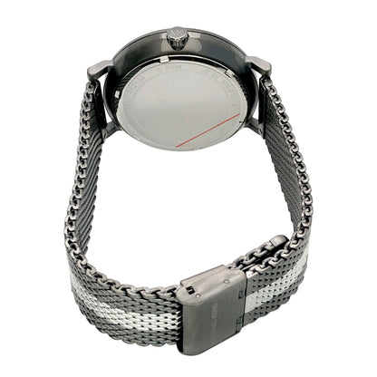 Michael Kors Irving grey watch MK8805 case back and mesh bracelet detail