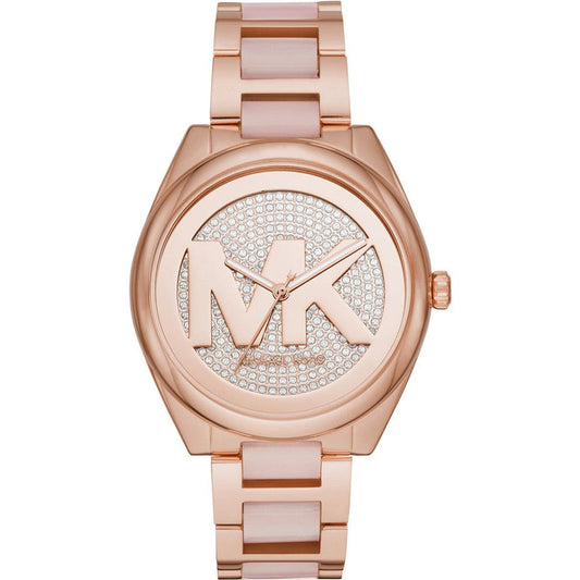 Michael Kors Janelle rose gold women's watch with crystal dial and matching bracelet