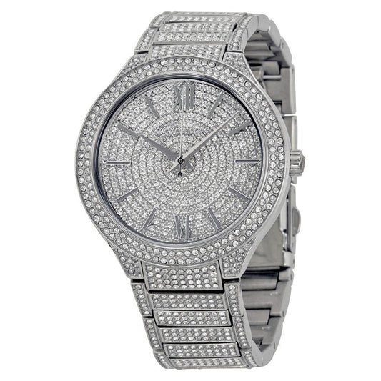 Michael Kors Kerry Crystal Pave silver stainless steel women's watch with pave dial and bracelet