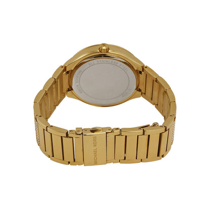 Caseback view of Michael Kors Kerry women's watch showing stainless steel back