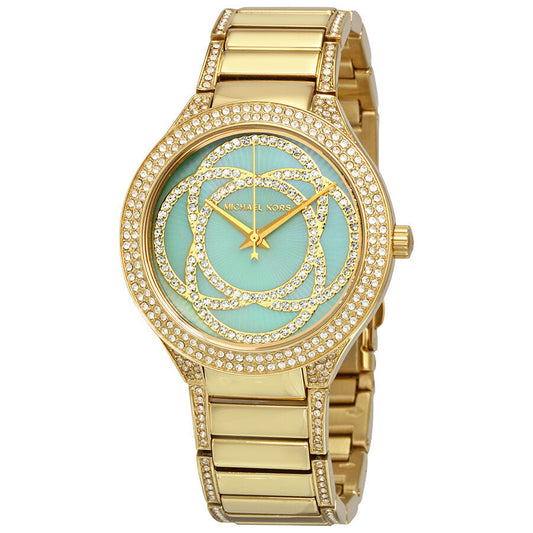 Michael Kors Kerry MK3481 mint MOP dial with gold-tone crystal-set case and gold-tone bracelet