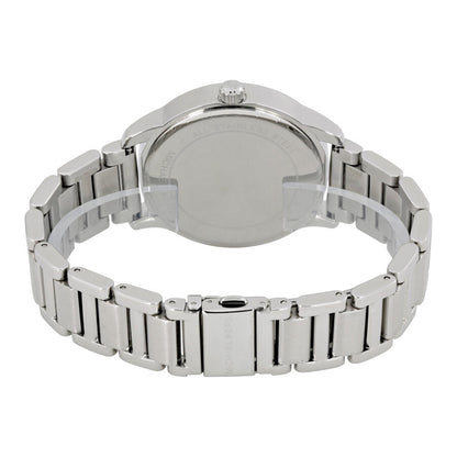 Michael Kors Kinley MK5996 caseback showing stainless steel bracelet and clasp