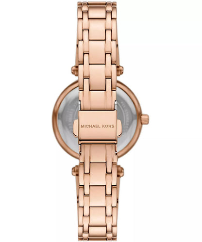 Michael Kors Laney MK4893 caseback view with rose gold link bracelet