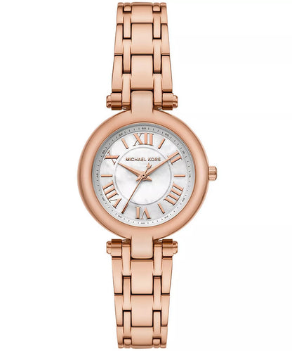 Michael Kors Laney MK4893 rose gold women's watch with white dial and Roman numerals