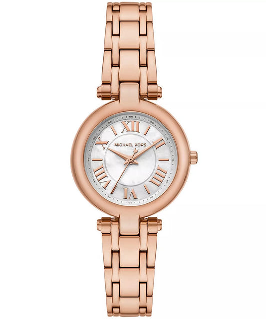 Michael Kors Laney MK4893 rose gold women's watch with white dial and Roman numerals
