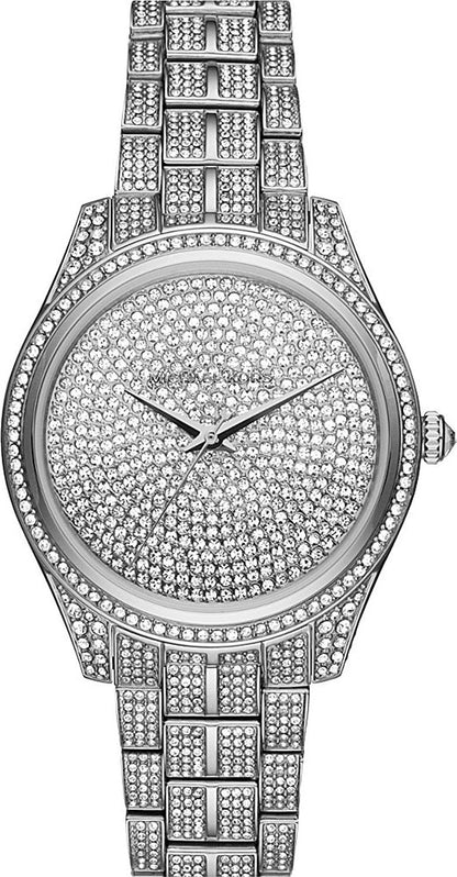 Michael Kors Lauryn Pave silver-tone women's watch with crystal-set dial and bracelet