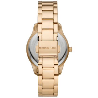 Michael Kors Layton watch caseback with gold-tone stainless steel bracelet