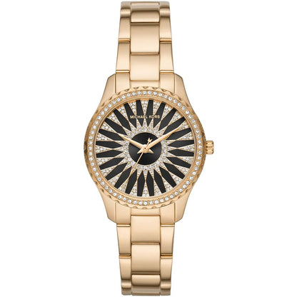 Michael Kors Layton gold-tone watch with black dial and crystal-set bezel