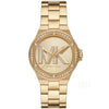 Michael Kors Lennox gold-tone women's watch with crystal-set bezel and MK logo dial