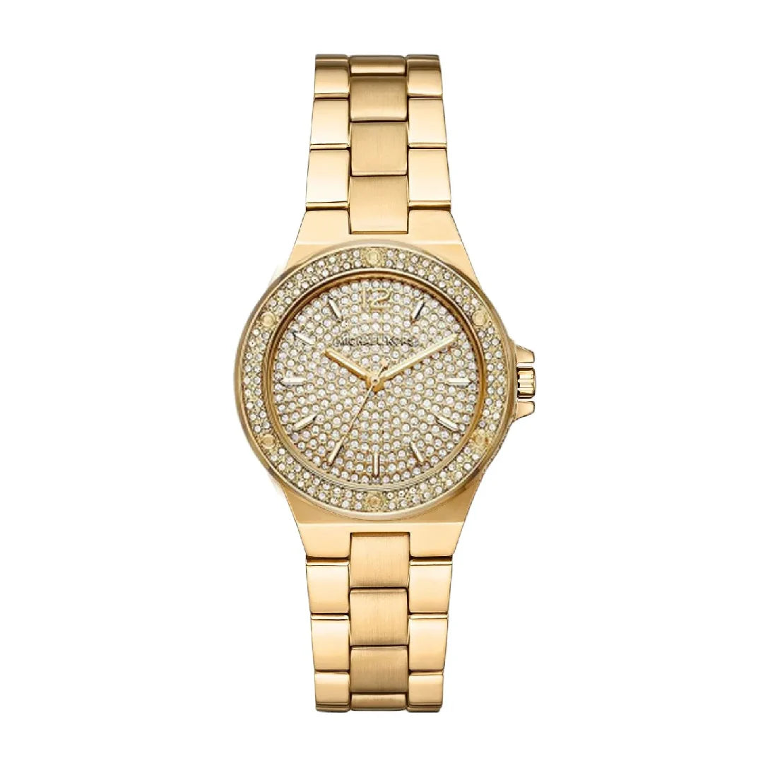 Michael Kors Lennox gold women's watch with crystal-set dial and three-hand movement
