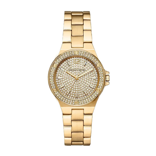 Michael Kors Lennox gold women's watch with crystal-set dial and three-hand movement