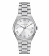 Michael Kors Lennox MK7393 silver-tone women's watch with white dial and Roman numerals