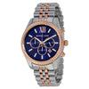 Michael Kors Lexington chronograph watch with navy dial and two-tone bracelet