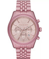 Michael Kors Lexington Chronograph pink aluminum watch with Roman numeral dial and chronograph subdials