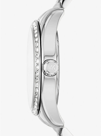 Side view of Michael Kors Lexington Crystals watch showing crystal-set bezel and case profile