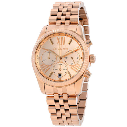 Michael Kors Lexington Chronograph rose gold women's watch with rose dial and chronograph subdials