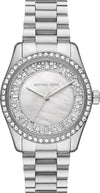 Michael Kors Lexington women's watch with silver-tone bracelet and crystal pavé bezel