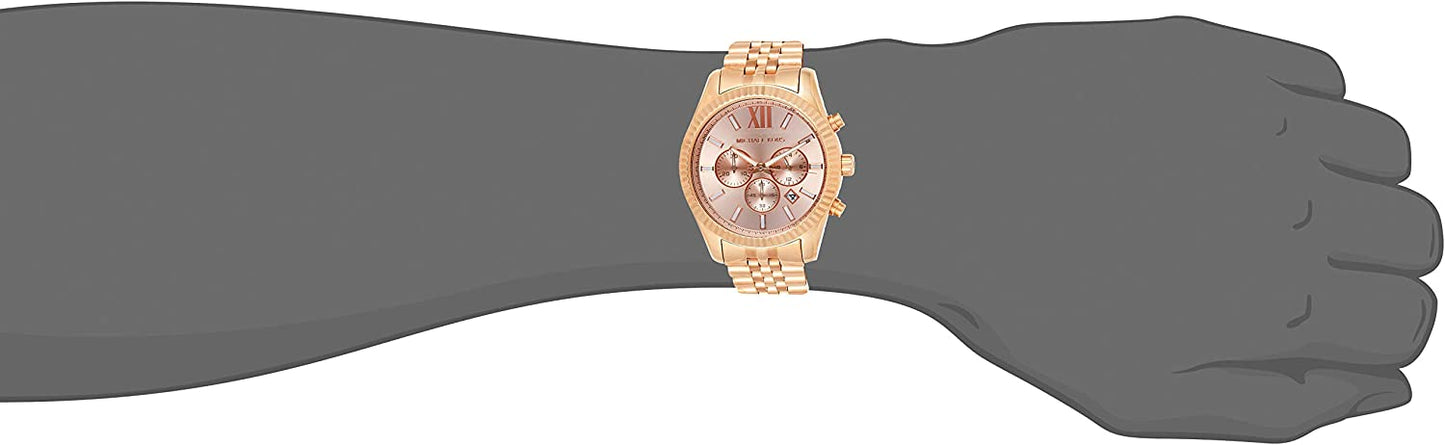 Michael Kors Lexington MK8319 rose gold chronograph watch worn on wrist