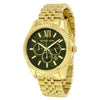 Michael Kors Lexington chronograph watch with green dial and gold-tone case