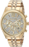Michael Kors Lexington MK8579 gold tone chronograph watch with crystal-set dial and matching bracelet