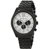 Michael Kors Lexington chronograph men's watch with silver pave dial and black chronograph subdials