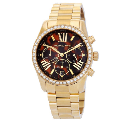 Michael Kors Lexington Pave Chronograph Quartz Brown Dial Ladies Watch MK7276