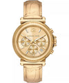 Michael Kors Maren gold chronograph watch with champagne dial and leather strap