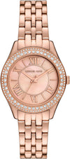 Michael Kors Mini Harlowe rose-gold women's watch with crystal pavé bezel and Roman numeral dial