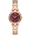 Michael Kors Mini Laney rose gold women's watch with burgundy dial and Roman numerals
