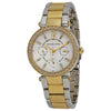 Michael Kors Mini Parker two-tone watch with white glitz dial and crystal-set bezel