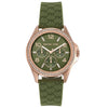 Michael Kors Mini Pilot rose gold-tone chronograph watch with olive green silicone strap