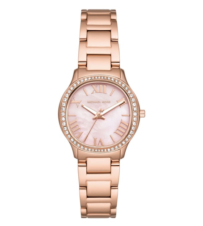 Michael Kors Mini Sage rose gold women's watch with pink mother-of-pearl dial and crystal-set bezel