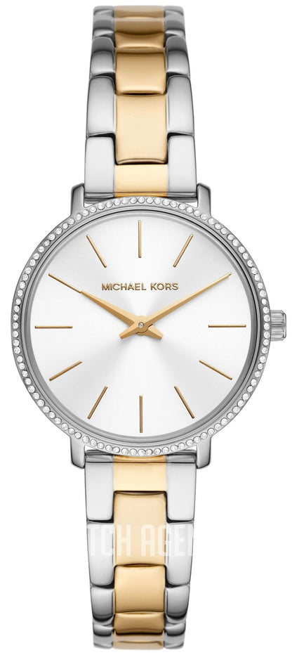 Michael Kors MK1041 Pyper watch with two-tone silver and gold bracelet and crystal bezel