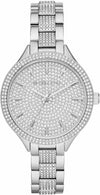 Michael Kors Slim Runway silver-tone women's watch with pavé crystal dial and matching bracelet