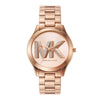 Michael Kors Slim Runway rose gold women's watch with crystal-embellished MK logo on dial
