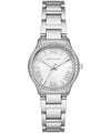 Michael Kors Mini Sage silver-tone women's watch with crystal bezel and white dial