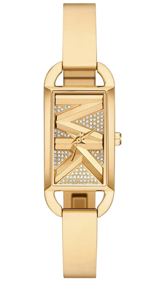 Michael Kors Empire MK4840 gold women's watch with rectangular dial and pave crystal design